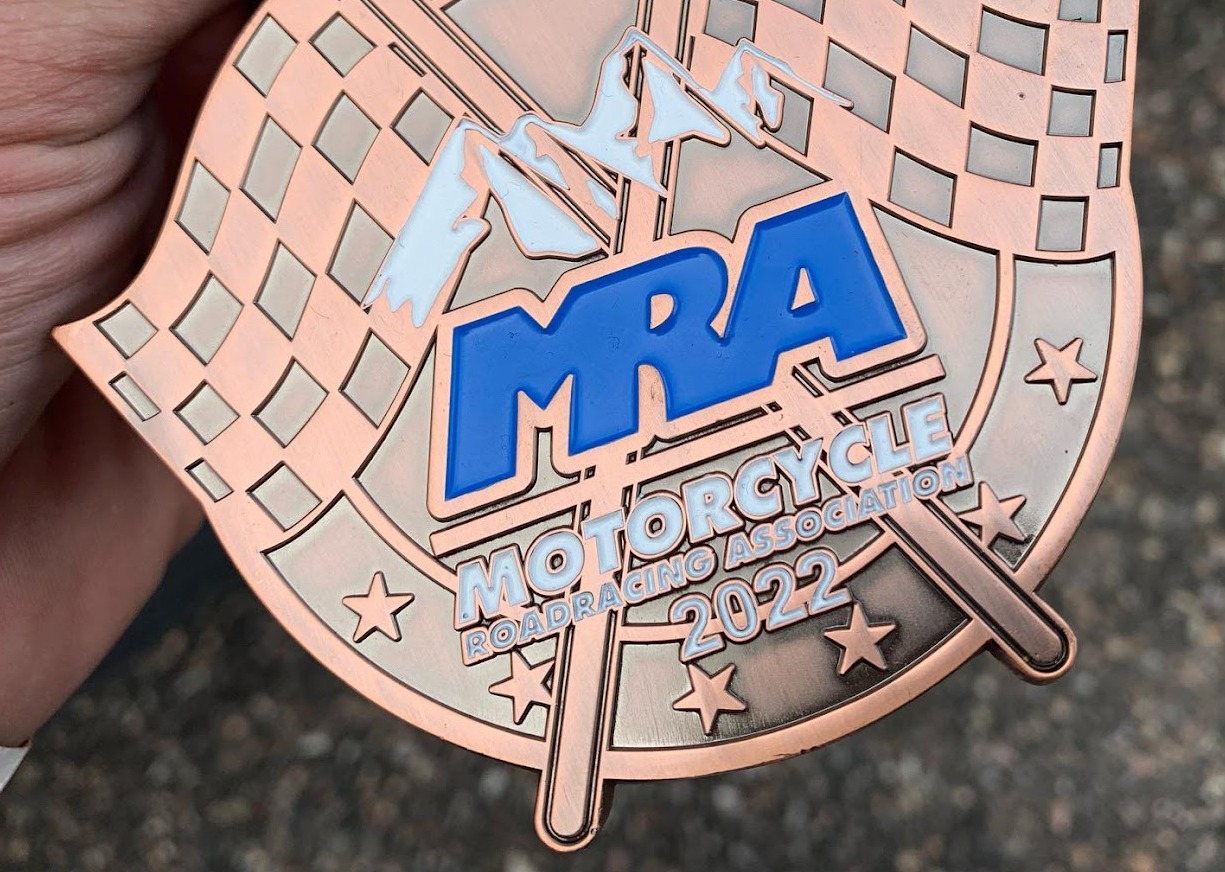 Front of trophy, it sayd "MRA Motorcycle Roadracing Association 2022"